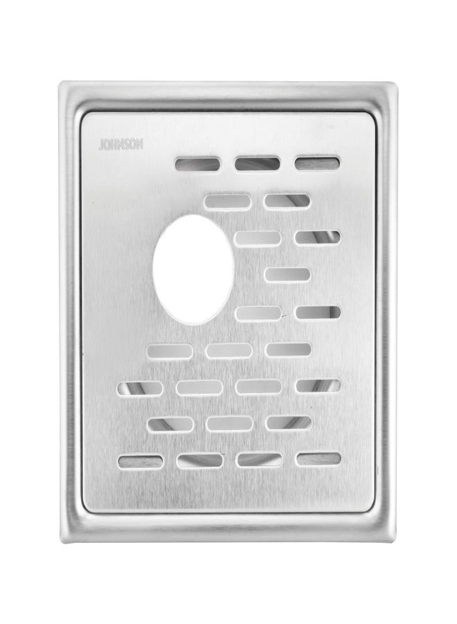 Johnson Bathrooms Johnson Jazz 5x5 inches Square Floor Drain with Hole | SS304 Grade Floor Trap Jali/Drain Cover| Anti-Rust, Matt/Satin Finish | 2 Yr Warranty (T3181S1 - Stainless Steel) - Image 1